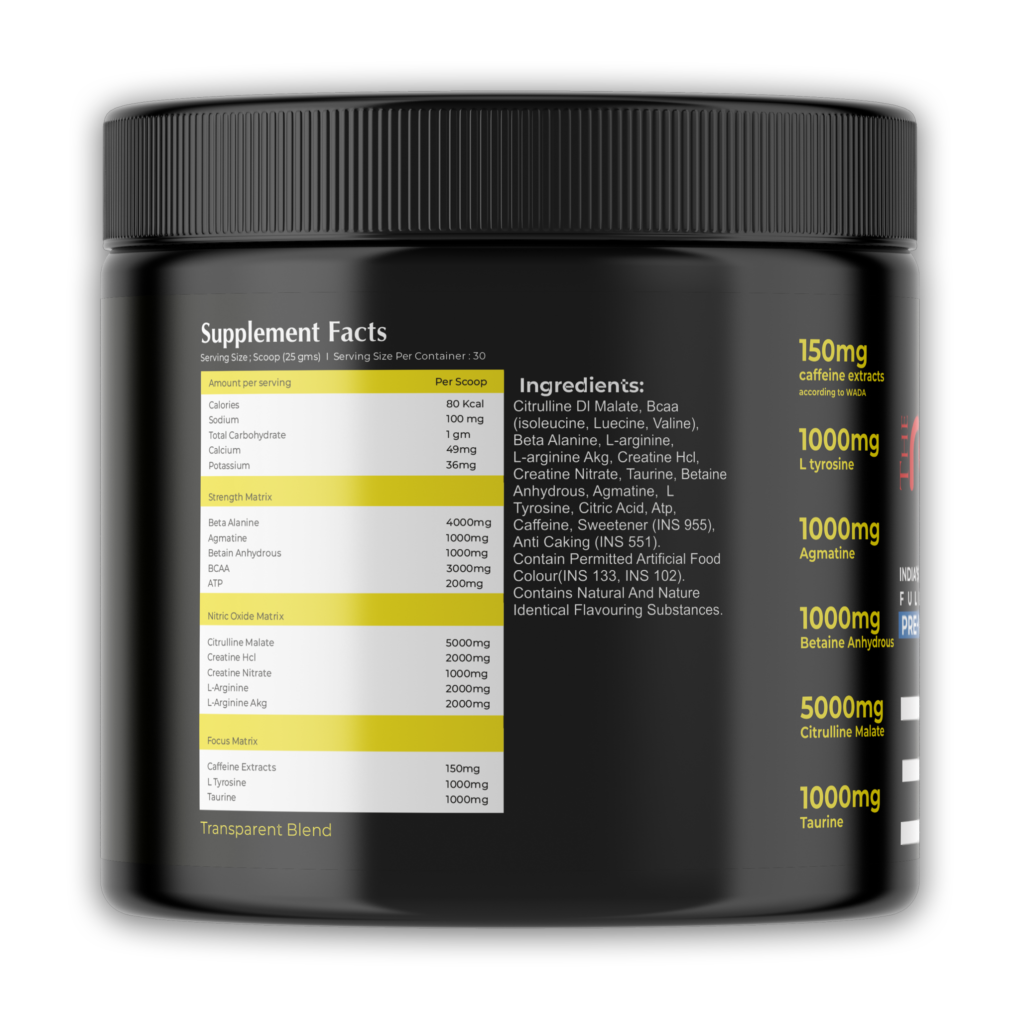 The Red Explosive 3 in1 Preworkout | ATP 200 mg | Heart Health  | Veins Vasodilator | Preloader I Lab Tested I Sugar free I 750 gms / 30 servings