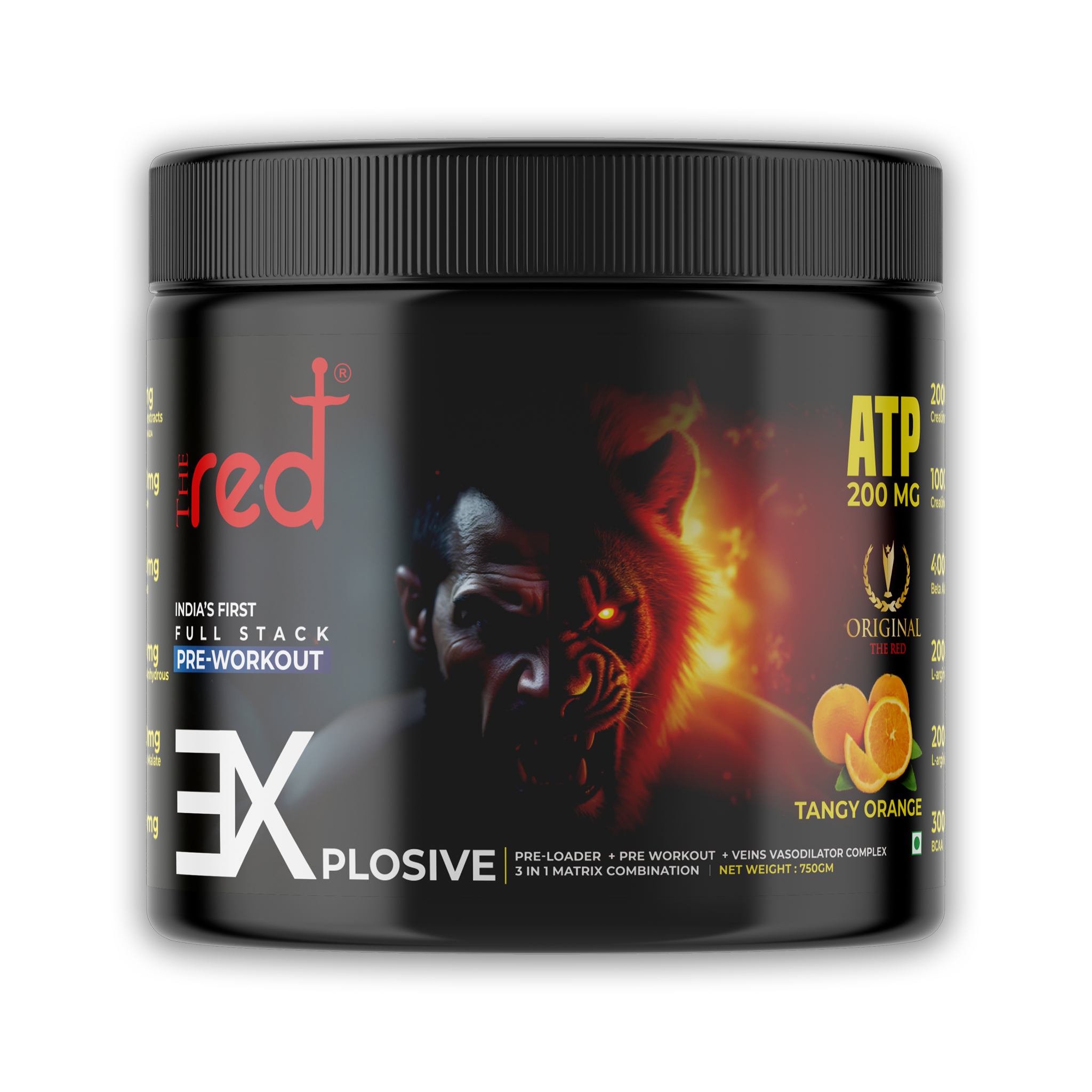 The Red Explosive 3 in1 Preworkout | ATP 200 mg | Heart Health  | Veins Vasodilator | Preloader I Lab Tested I Sugar free I 750 gms / 30 servings